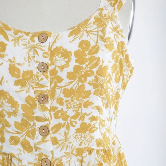 Free People mustard yellow floral cotton mini dress S - Picture 4 of 7